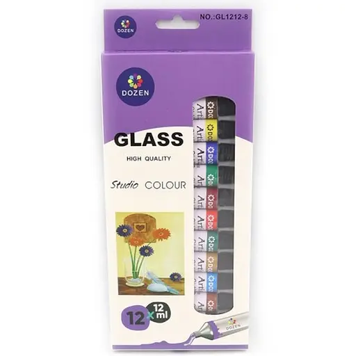 Набір фарб для скла та кераміки Bambi DSCN0678, 12 мл 12 шт - фото 1