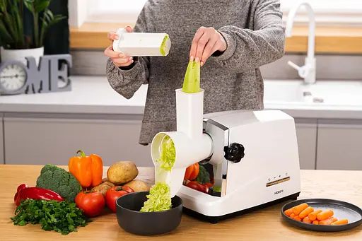 ARDESTO Мясорубка, 1750Вт, продук.-2 кг/мин, 3 решетки + для ковб., кеббе, 4 терки, бело-серебристый - фото 10