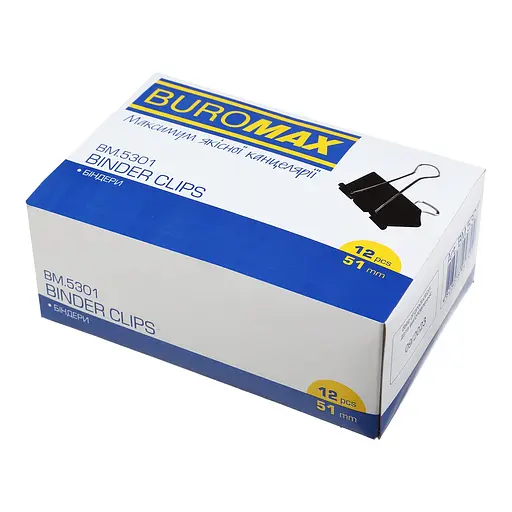 Биндер-зажим для бумаги, 51 мм, черный, BM.5301 BUROMAX (4823078947550) - фото 1