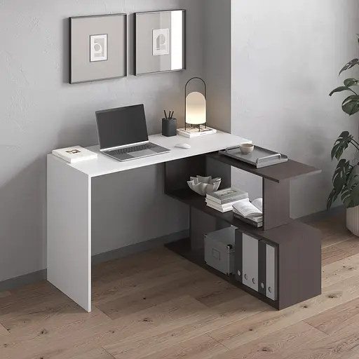 Cтол компьютерный Vays поворотный письменный cтол трансформер M-41 Белый-Венге Темный