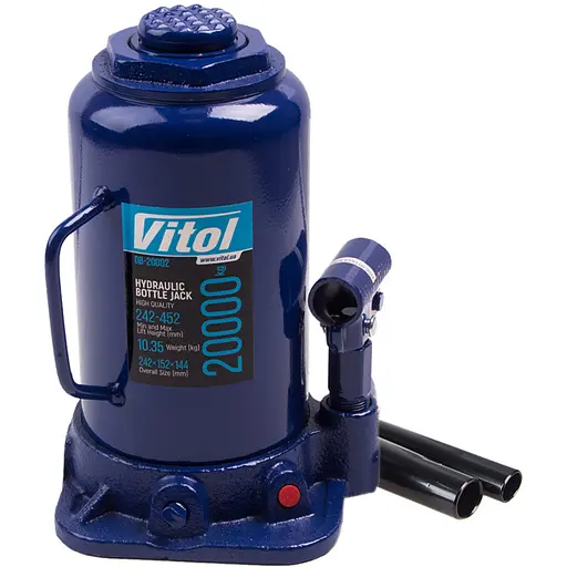 Домкрат гідравлічний телескопічний Vitol 20т 242-452 мм 10.35 кг (DB-20002) - фото 1