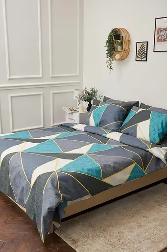 Комплект постільної білизни Moon&Star King Size 220x240 наволочки 2х70х70 Triangles Микросатин Premium - фото 1