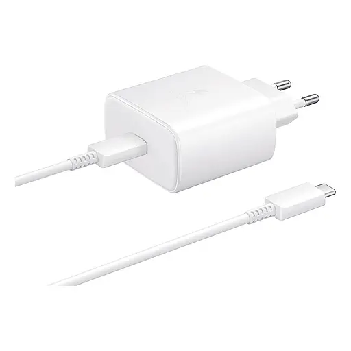 Зарядний пристрій комплект із кабелем Samsung 45 W 1 вихід USB-C PD білий (EP-TA845XWE) - фото 2