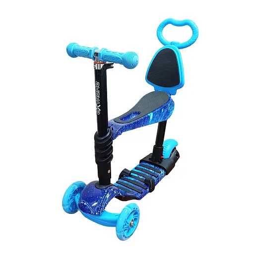 Детский самокат 4-х колесный 5 в 1 Bambi SC20482(Blue-1) колеса со светом - фото 1