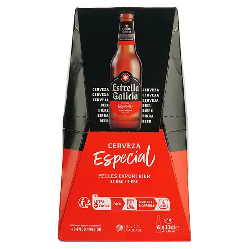 Упаковка пива Estrella Galicia Especial светлое 5.5% 1.98 л (0.33 л x 6 шт.) - фото 5