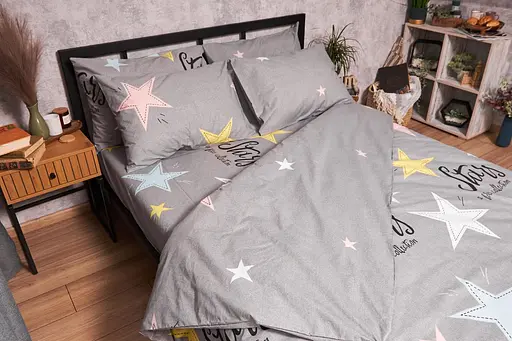 Пододеяльник Moon&Star Бязь Gold Люкс Gray Stars King Size 220x240 см - фото 3