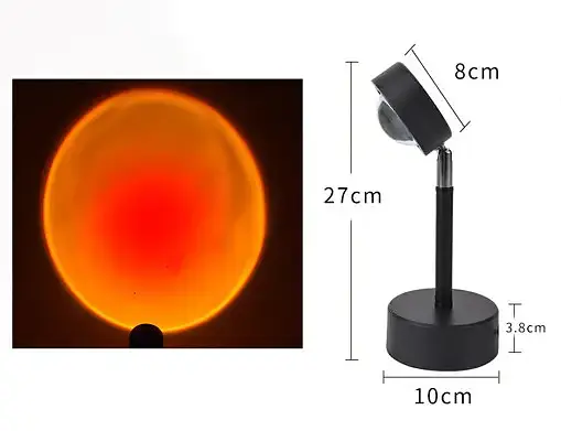 Проекційний нічник Червоний захід сонця RESTEQ. Нічний світильник Захід сонця USB. Настільний світильник Red Sunset 27 см - фото 2