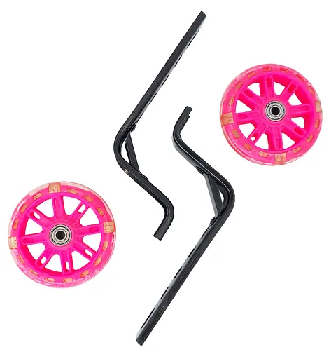 Опорні (тренувальні / додаткові) світлодіодні колеса для дитячого велосипеда 12'-20' рожевий (G0001000) - фото 2