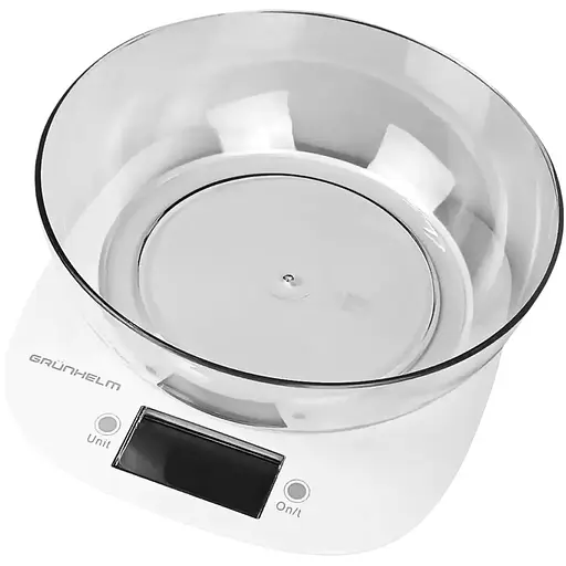 Ваги кухонні Grunhelm KES-1PW з чашою максимальна вага 5 кг білі (136007) - фото 3