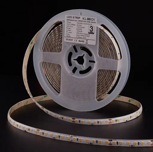 LED Стрічка 8,6W 120LED 3000K 810LM RA90 24V IP54 KLOODI KD2835-120-8.6W-3К-24V IP54 - фото 1