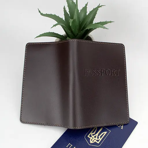 Обложка на паспорт кожаная мужская HC-25 (коричневая матовая) - фото 3