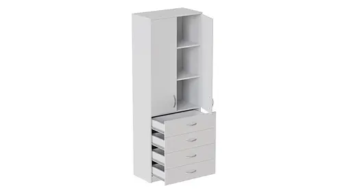 Шкаф Анжело Ferrum-decor на 3 полок с 2 дверями и 4 ящика 1900x700x380 ДСП Белый 16 мм (FRD-105025)