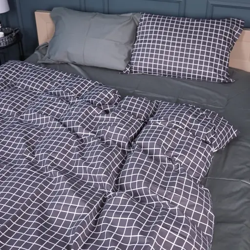 Простирадло MirSon Сатин 22-1372 Silver Checkered 200x220 см (2200010474626) - фото 2