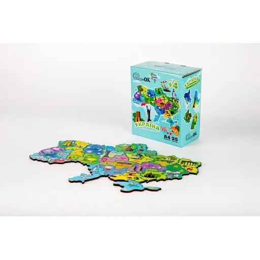 Деревянный магнитный пазл PuzzleOK А4 Карта Украины 25 элементов PuzA4-22926 - фото 3