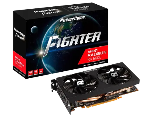 Видеокарта AMD Radeon RX 6600 XT 8GB PowerColor Fighter (AXRX 6600 8GBD6-3DH) Б/У - фото 1
