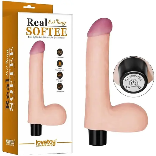 Реалістичний вібратор Lovetoy Real Softee Vibrator With Balls Flesh 17 см тілесний
