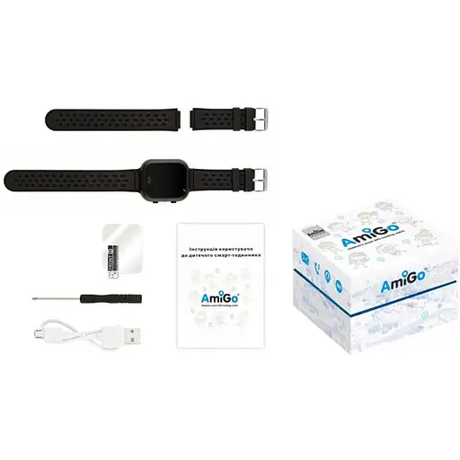 Smart Watch AmiGo GO009 Camera+Led Black UA UCRF - фото 5
