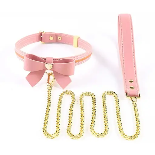 Поводок Lockink Sevanda Love Heart Butterfly LeaTher Collar Set - Pink
