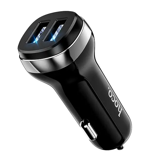 Автомобильное зарядное устройство Hoco Z40 Superior с двумя USB-портами черное - фото 1