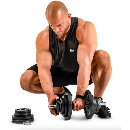 Гантеля металлическая Hop-Sport New 10кг с перчатками - фото 10