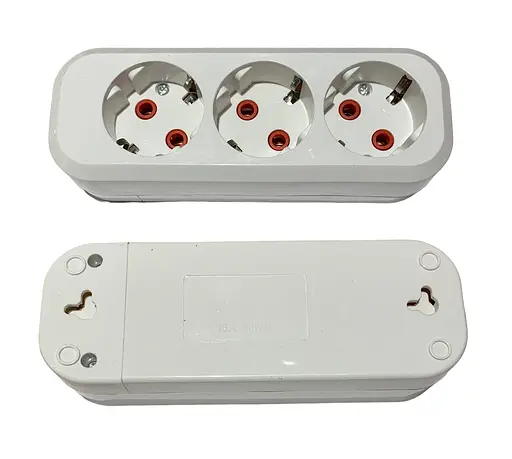 Колодка PROFI быстрой уборки 3 гнезда с заземлением (конт.группа медь) (100 шт./ящик) (19411) ТМ LUMANO - фото 1