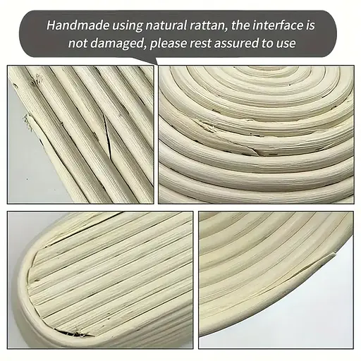 Кошик для вистоювання тіста хліба овальний з натурального ротанга з тканинним чохлом (довжина 17 см), Kitchen Master Бежевий 87539 - фото 9