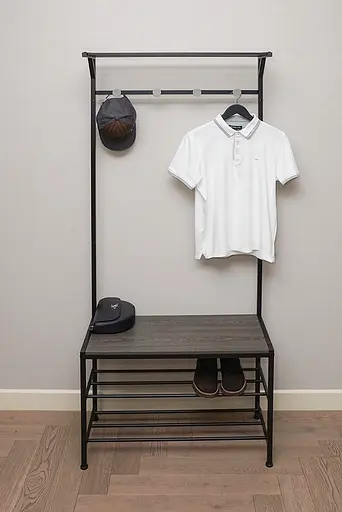 Стойка-вешалка для одежды FABRIKA SOLUTION, в прихожую, со скамейкой и полками для обуви - фото 8