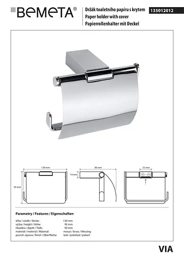 Держатель для туалетной бумаги Bemeta Via 135012012 Хром - фото 2