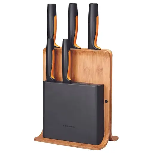 Набор кухонных ножей с бамбуковым блоком Fiskars Functional Form 5 шт (1057552)