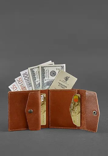 Кожаный кошелек 2.1 светло-коричневый - фото 4