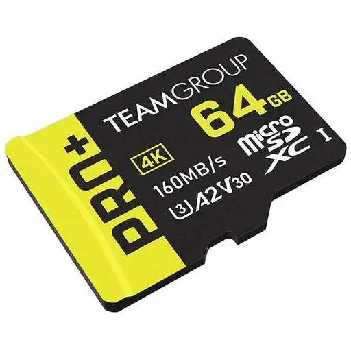 Картка пам'яті Team TEAM MicroSDXC 64 GB Pro+ UHS-I U3 Class 10 + SD-адаптер (TPPMSDX64GIA2V3003)