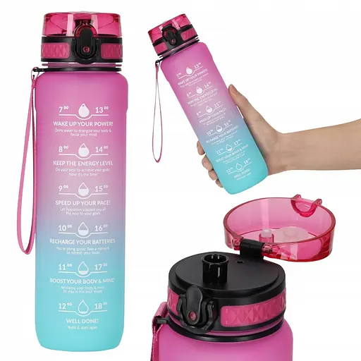 Пляшка для води 4FIZJO спортивна 1000 мл 4FJ0630 Pink/Sky Blue (P-5905973400770) - фото 3