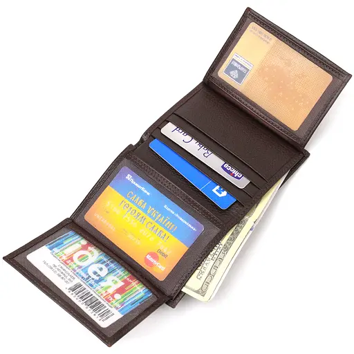 Мужской кожаный кошелек Canpellini 9х11.5х1 см acs0025634 - фото 5