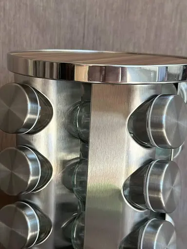 Органайзер набір для спецій на підставці, що обертається, Edenberg EB-18004 16 ємностей для зберігання спецій Сірий - фото 5