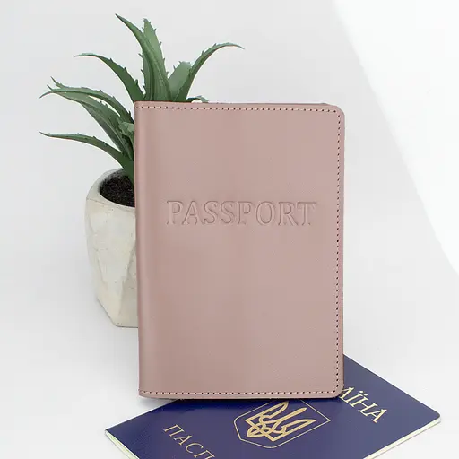 Обложка на паспорт женская кожаная HC-26 (нюдовая) - фото 1