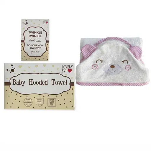 Полотенце бамбук/махра Lovely Svi детское с капюшоном в подарочной коробке - 90 х 90 см Розовая окантовка (8692695) - фото 3