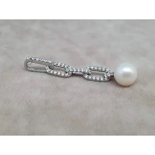 Серебряная подвеска Qvaliz с жемчугом и фианитами. 90300356 - фото 3