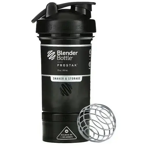 Шейкер спортивний BlenderBottle ProStak 22oz/650 мл з 2-ма контейнерами Black (PS 22oz Black/Black) - фото 1