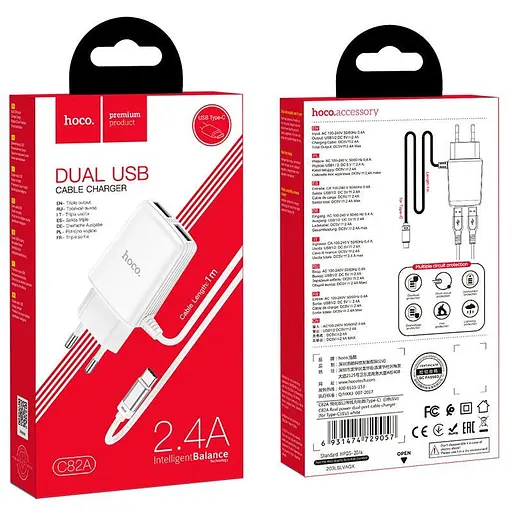 Адаптер HOCO Type-C cable Real Power C82A | 2USB, 2.4A | - фото 4