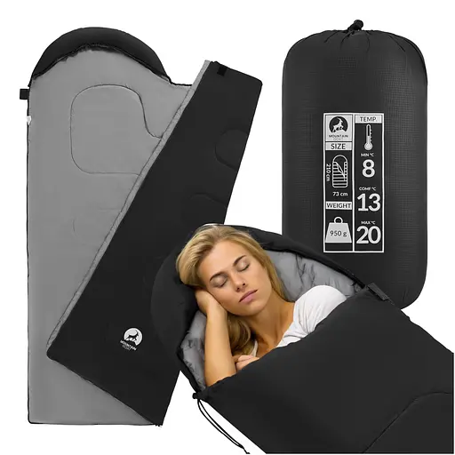 Спальный мешок (спальник) одеяло Mountain Goat Standard 2 в 1 MG0014 8 ...+20°C R Black/Grey (P-5905973400954) - фото 2