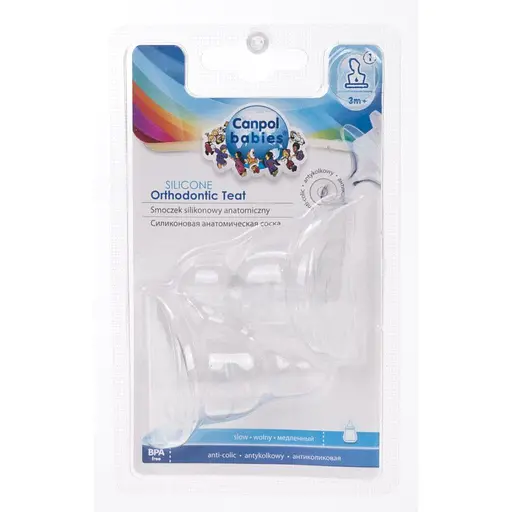 Набір сосок силіконових до пляшечок з вузьким отвором анатомічних 2 шт повільна - фото 1