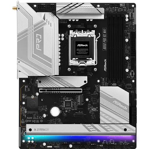 ASRock B850 Pro RS WiFi (AM5/B850, 4*DDR5, 2xPCIex16, HDMI/DP, 4xSATAІІІ,4xM.2, 2.5GLan, ATX)