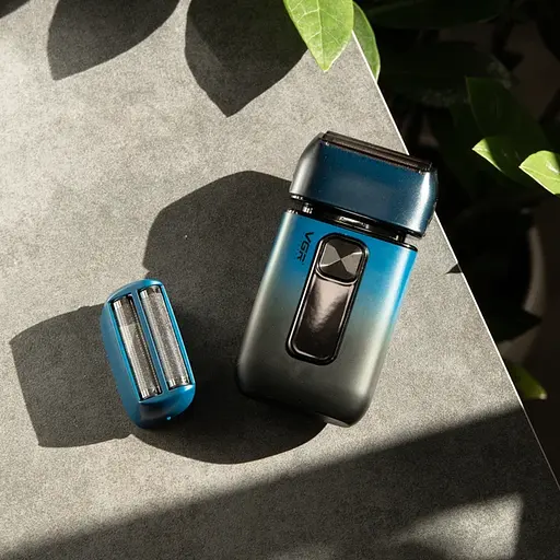 Электробритва Шейвер VGR V-362 мужская профессиональная для сухого бритья с триммером двойное лезвие LED дисплей 5 Вт Синий - фото 2