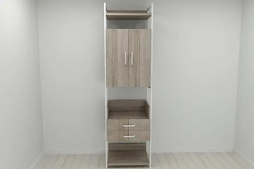 Шафа Гардероб Уні секція 5 серії Конект Ferrum-decor 220x60x50см Білий метал ДСП Дуб Сонома Трюфель 32 мм (FRD-104522)