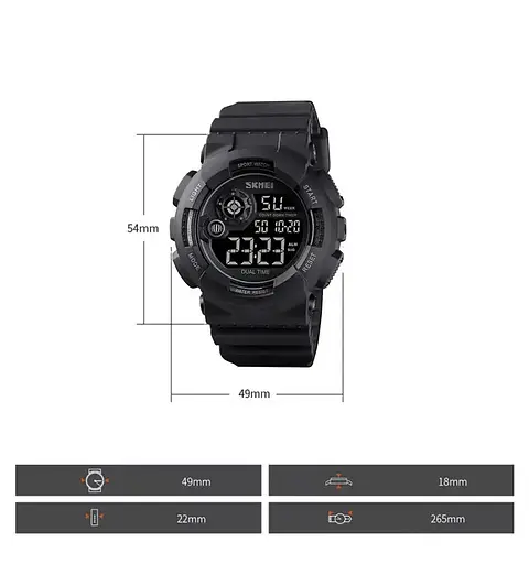 Чоловічий наручний спортивний годинник Skmei 1583 (Чорний з чорним) - фото 7