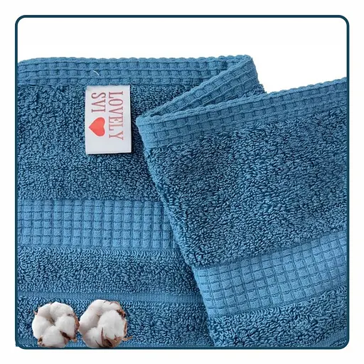 Рушник банний Lovely Svi  бавовна жаккардове для ванної, готелів, СПА, в подарунковому пакеті - 70 х 140 см Oxford Stripe Синій - фото 2