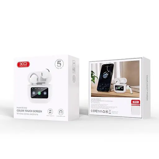 Бездротові навушники XO X42 TWS, з дисплеєм, BT5.4, 25mAh, 300mAh, 5h, white - фото 4