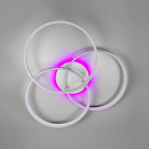 Светодиодная белая люстра на 3 кольца 77х80 см с пультом и RGB подсветкой Line F | Ст. A55067/3A RGB WT - фото 6