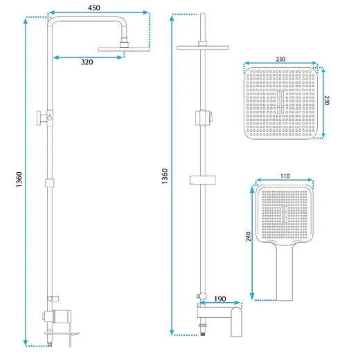 Душевая система Rea Storm gold с изливом REA-P9531, Золотой - фото 7