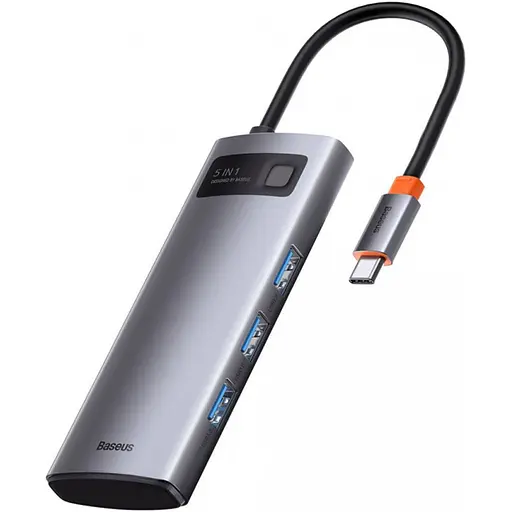 USB-хаб Baseus Metal Gleam Series 5-in-1 Multifunctional Type-C Hub Space Gray (CAHUB-CX0G) [72630]